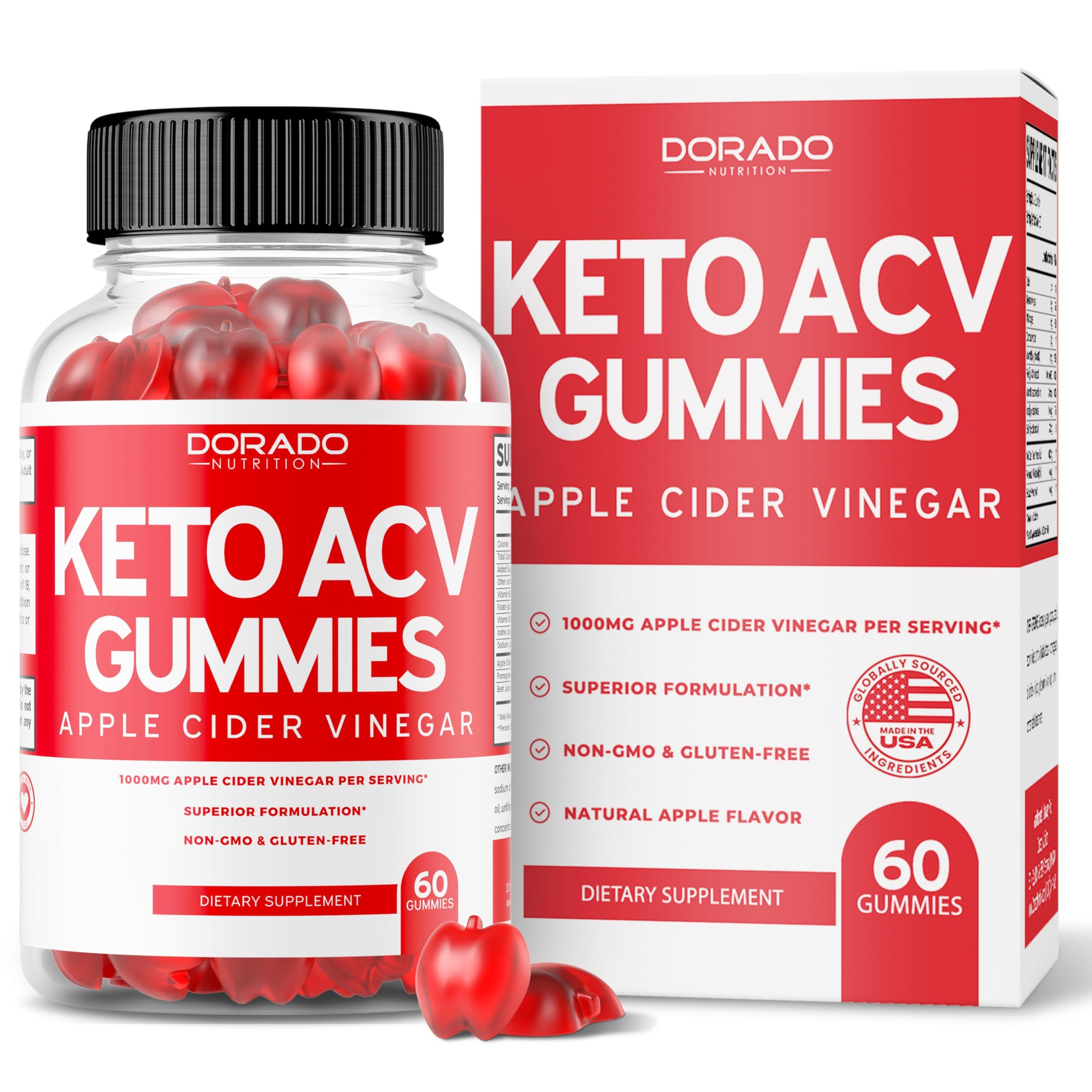 Keto ACV Gummies for Weight Loss - 1000mg Advanced Formula - Non-GMO Vegan - USA Made - (60 Count)  
Keto ACV Gummies - 